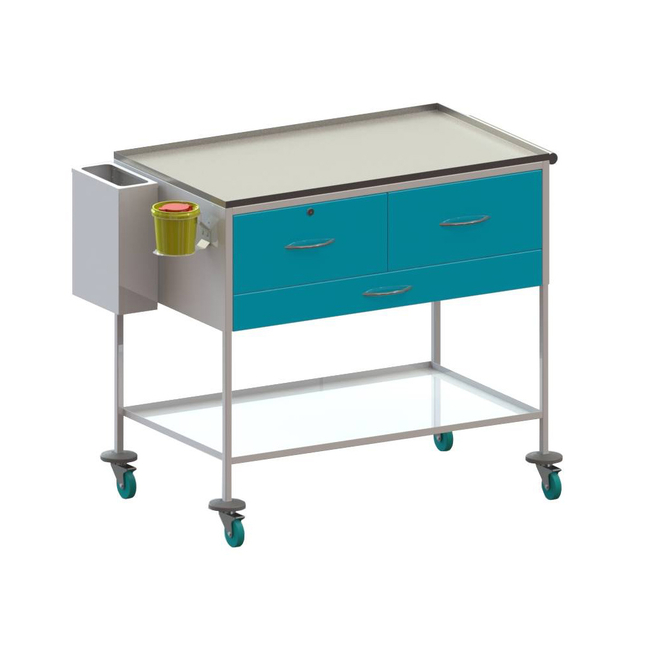 СММ-03 - столик передвижной инструментальный, 3 выдвижных ящика, полка из металла (1000х600х950 мм) | Виталия (Россия)