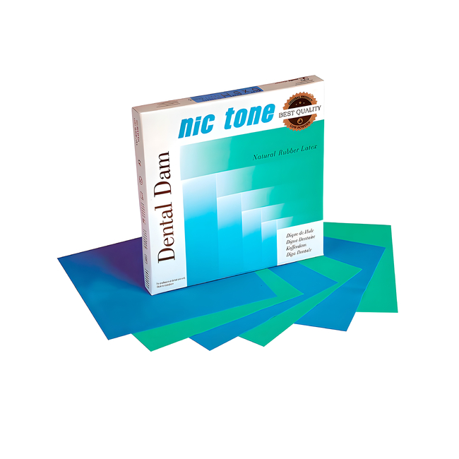 Nic Tone Dental Dam Blue - латексный коффердам с нейтральным запахом, цвет синий, размер 152x152 мм, 36 шт. | MDC Dental (Мексика)