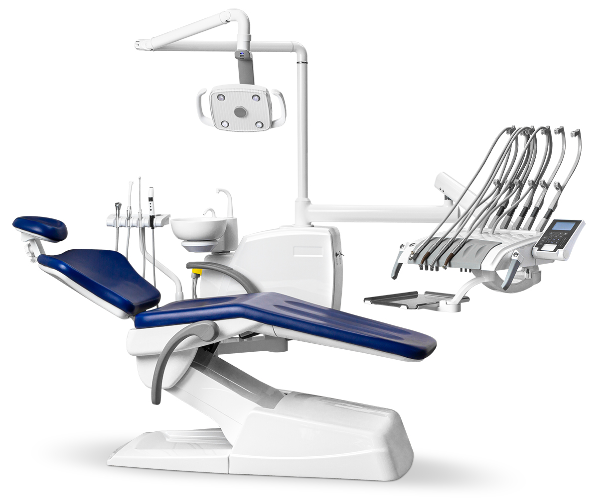 Стоматологическая установка Mercury 330 стандарт верхняя подача, Темно-синяя