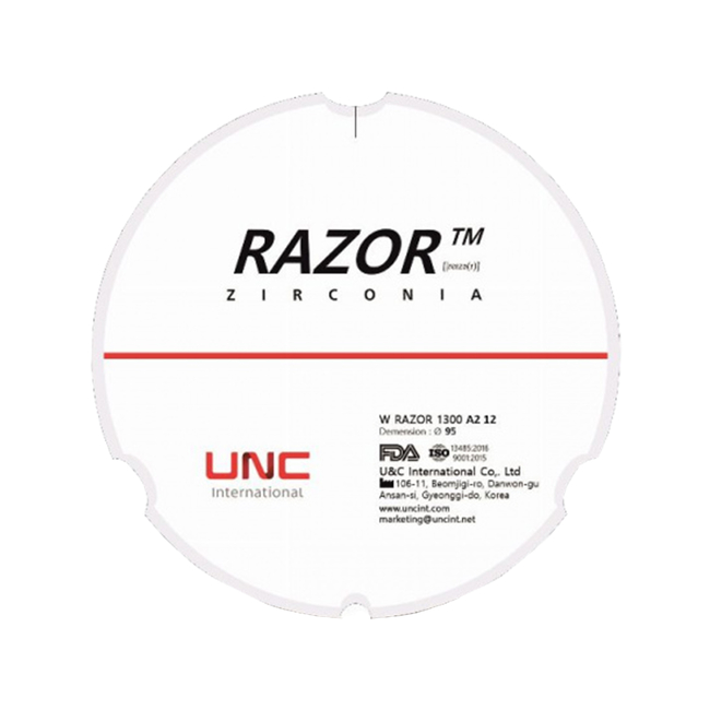 Razor 1300 - циркониевый диск однослойный, монохромный, диаметр 95 мм, толщина 10 мм | UNC (Ю. Корея)