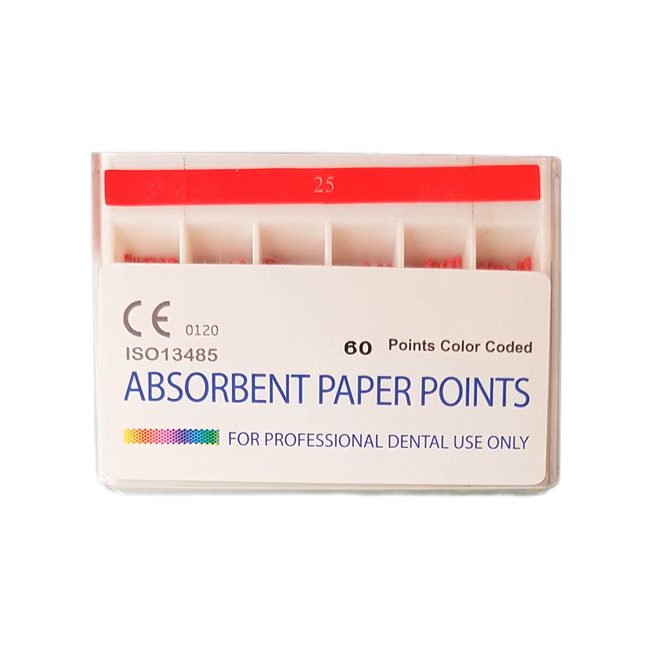 ABSORBENT PAPER POINTS - бумажные абсорбирующие штифты длина 28 мм, конусность 02, 200 шт. | Wellkang (Китай)