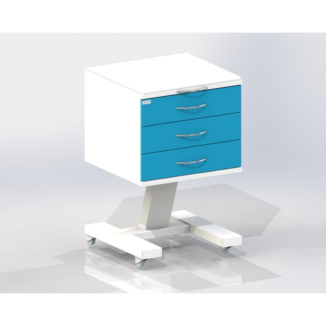 С3 - столик передвижной серия Стандарт со столешницей из стекла 5 мм, 3 выдвижных ящика | Виталия (Россия)