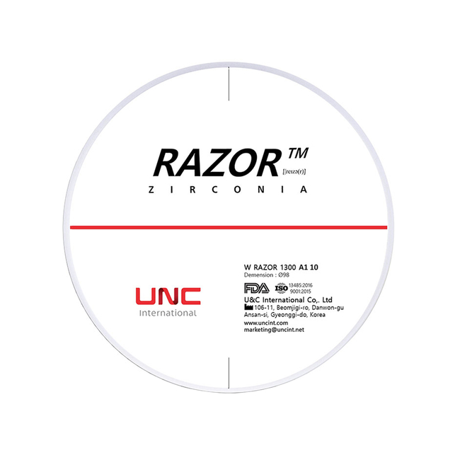 Razor 1300 - циркониевый диск однослойный, монохромный, диаметр 98 мм, толщина 12 мм | UNC (Ю. Корея)
