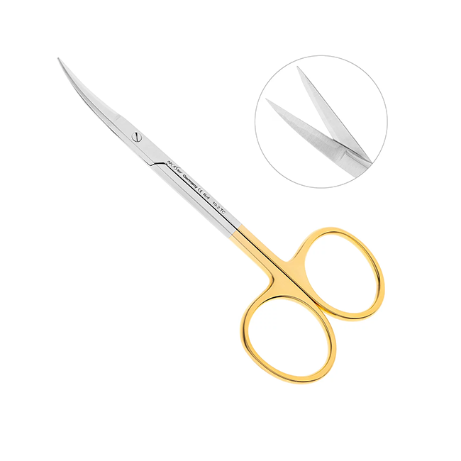 Ножницы хирургические изогнутые Iris-Schere TC, 115 мм | HLW Dental Instruments (Германия)